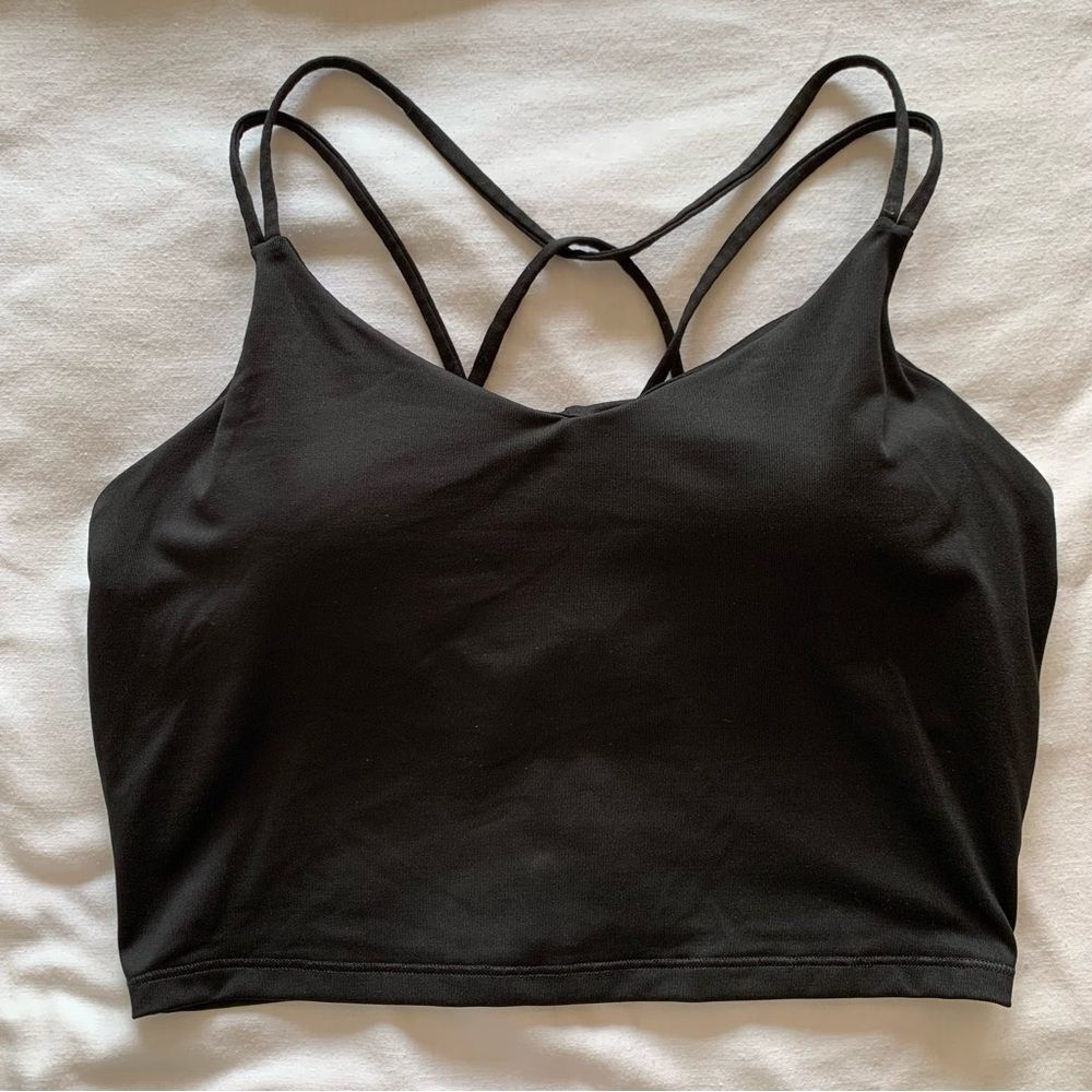 Old Navy Active Powerpress Black Strappy Seamless Crop Top